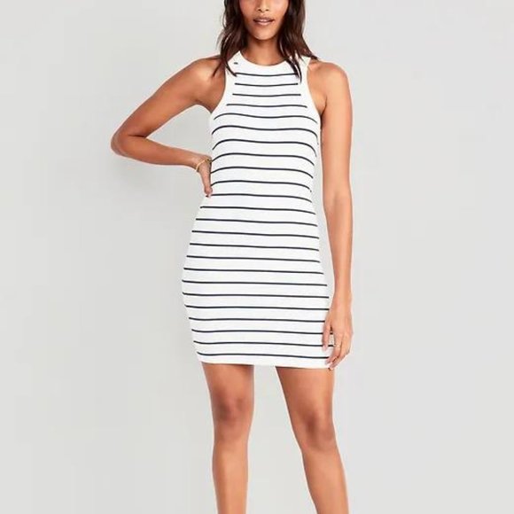 NEW Old Navy Fitted Striped Sleeveless Rib-Knit Mini Dress for Women - Picture 6 of 7
